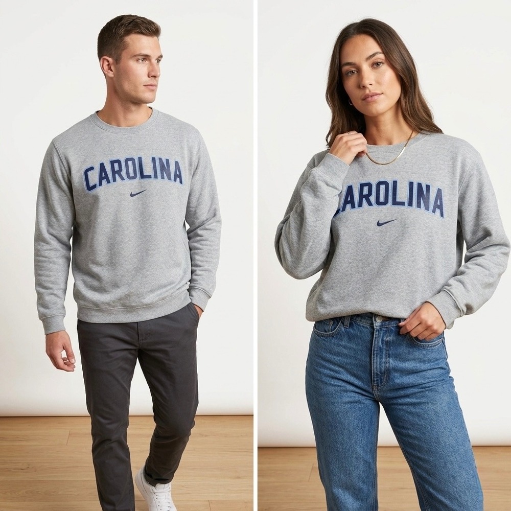 Nike Carolina Tar Heels Mens Large Gray Crewneck Sweatshirt BQ8508-063 Fleece